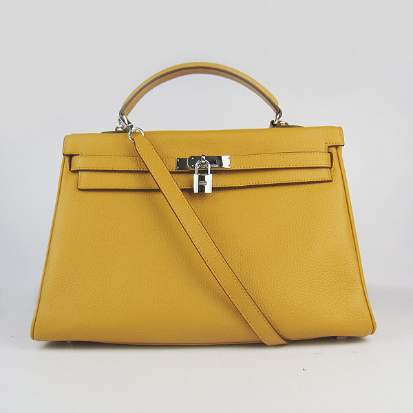 High Quality Hermes Kelly 35CM Togo Leather Bag Yellow 6308